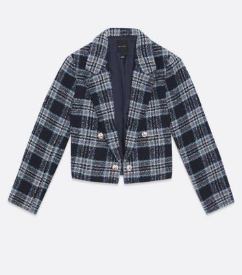 navy check blazer womens