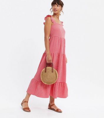 tiered gingham dress