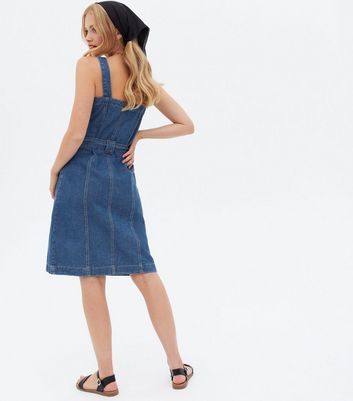 denim overall mini dress