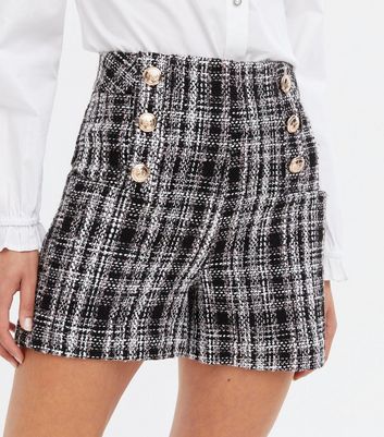 high waisted black button shorts