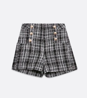 high waisted black button shorts