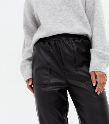 new look leather joggers