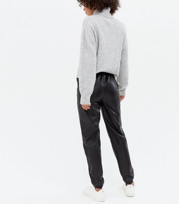 Tall Black Leather-Look High Waist 