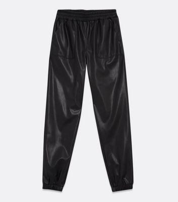 new look leather look joggers