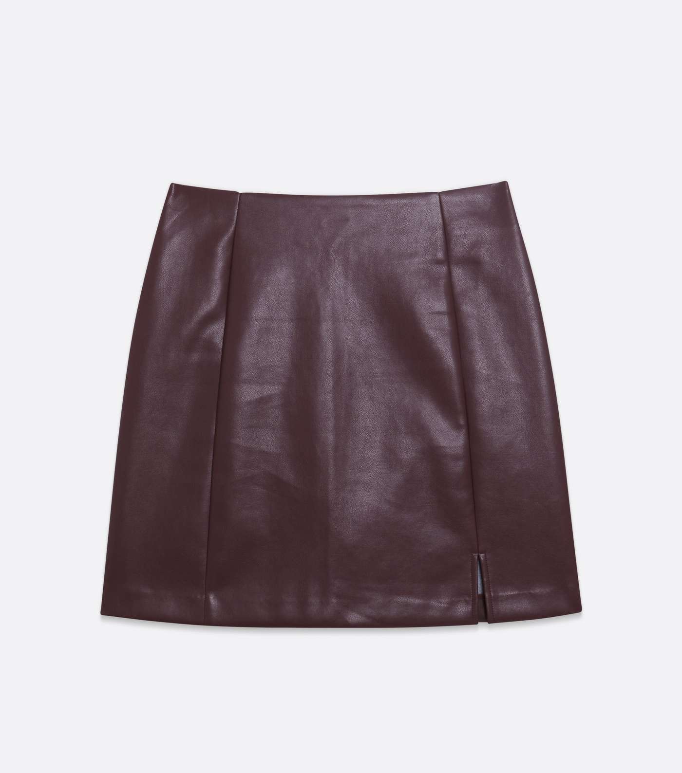 Tall Burgundy Leather-Look Mini Skirt Image 5