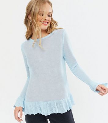 pale blue fine knit jumper