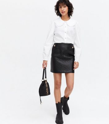 black quilted pencil skirt