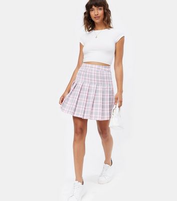 Pink check hotsell pleated mini skirt