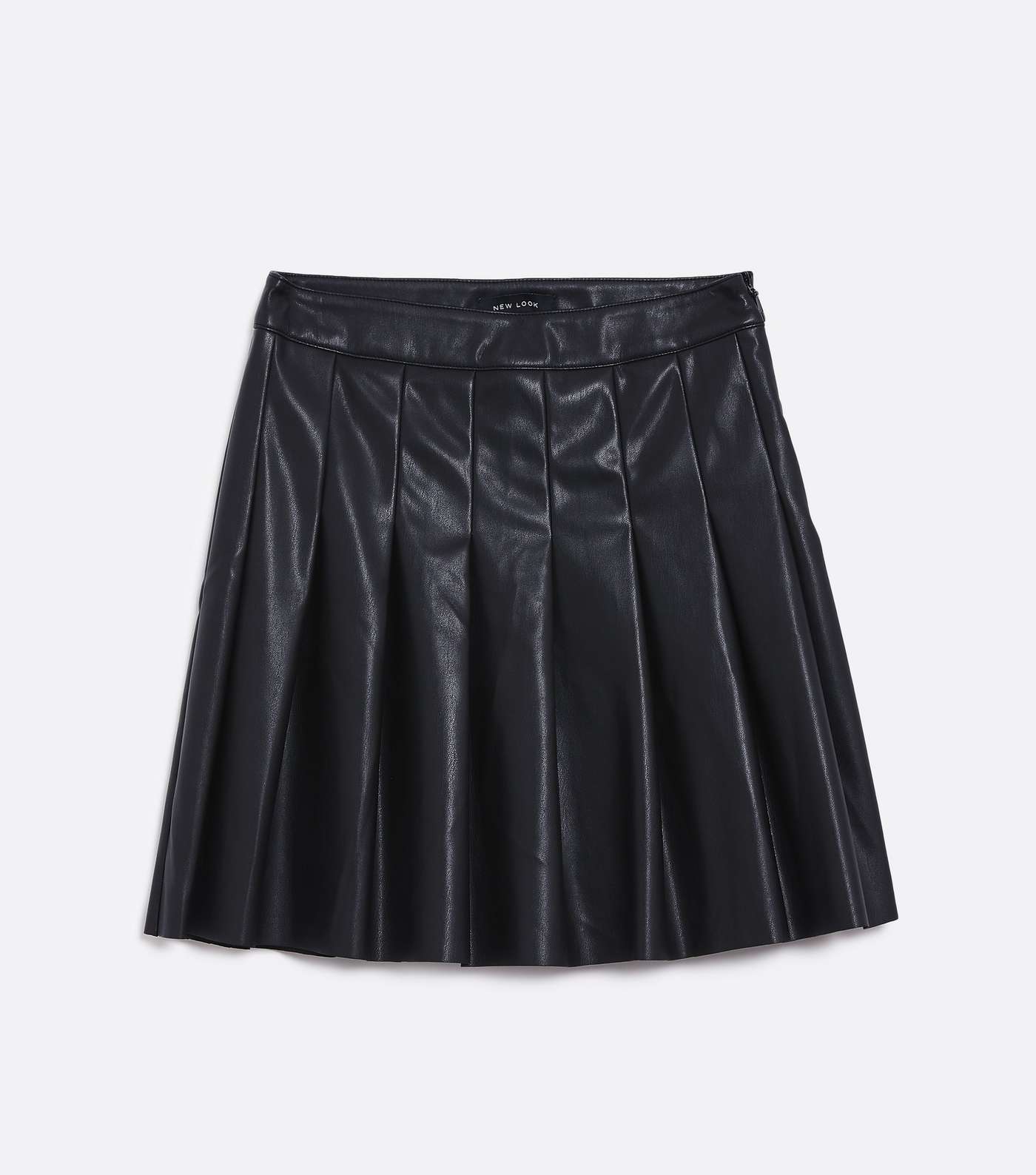 Black Leather-Look Mini Tennis Skirt Image 6
