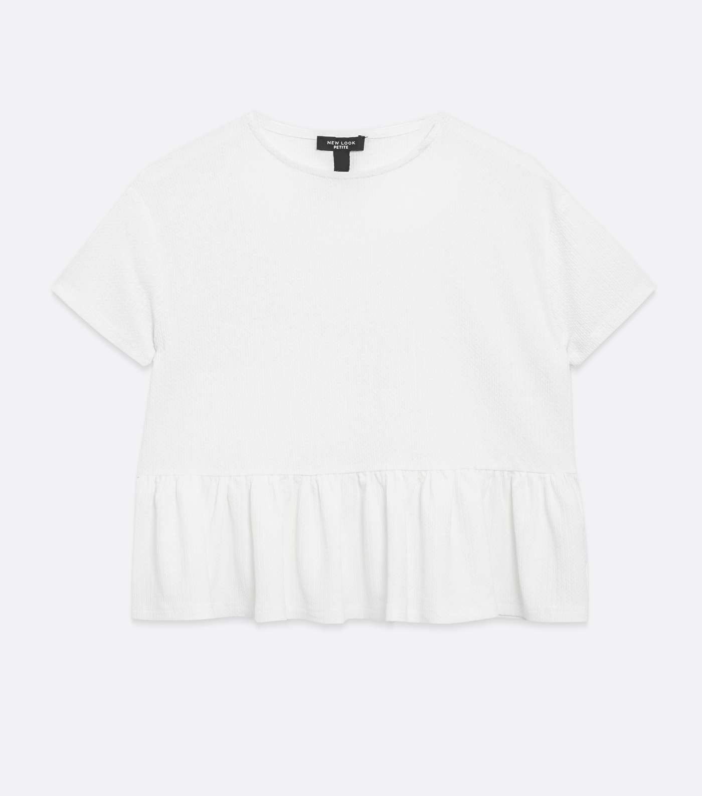Petite White Textured Peplum Boxy T-Shirt Image 5