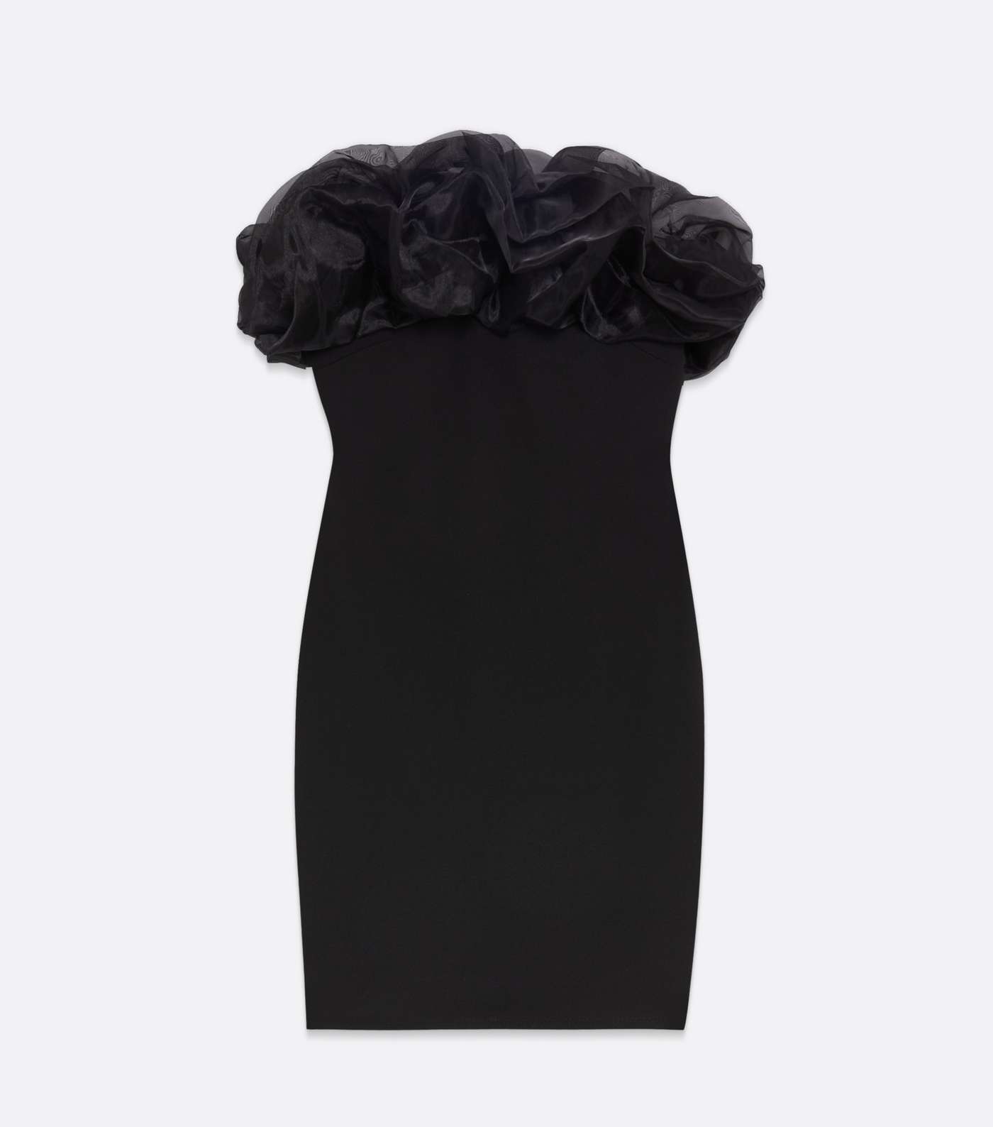 Black Organza Ruffle Bandeau Mini Dress Image 5