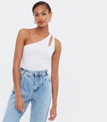 White Cut Out One Shoulder Bodysuit | New Look