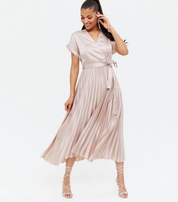 new look gold pleated dress