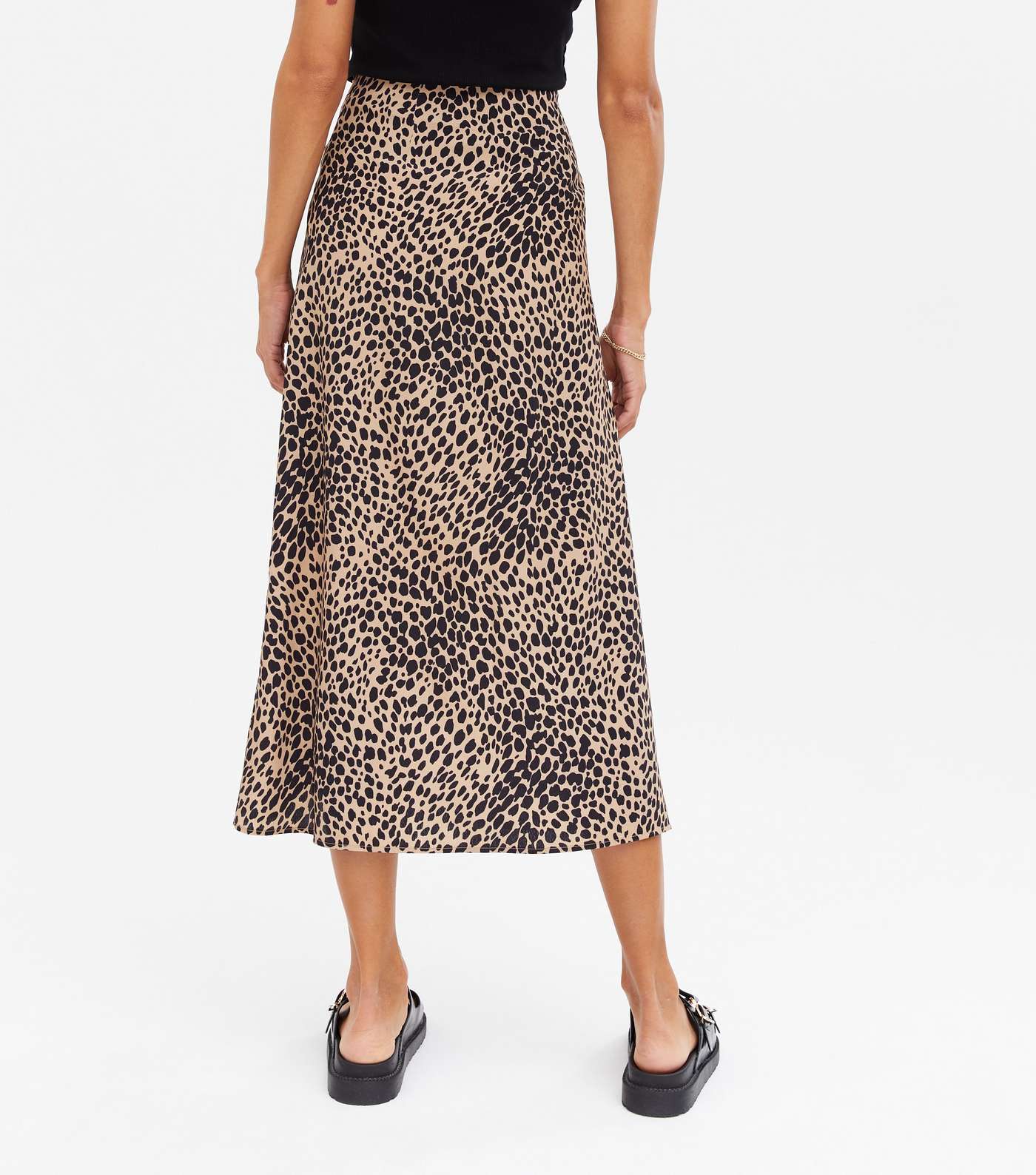 Brown Leopard Print High Waist Midi Skirt Image 4