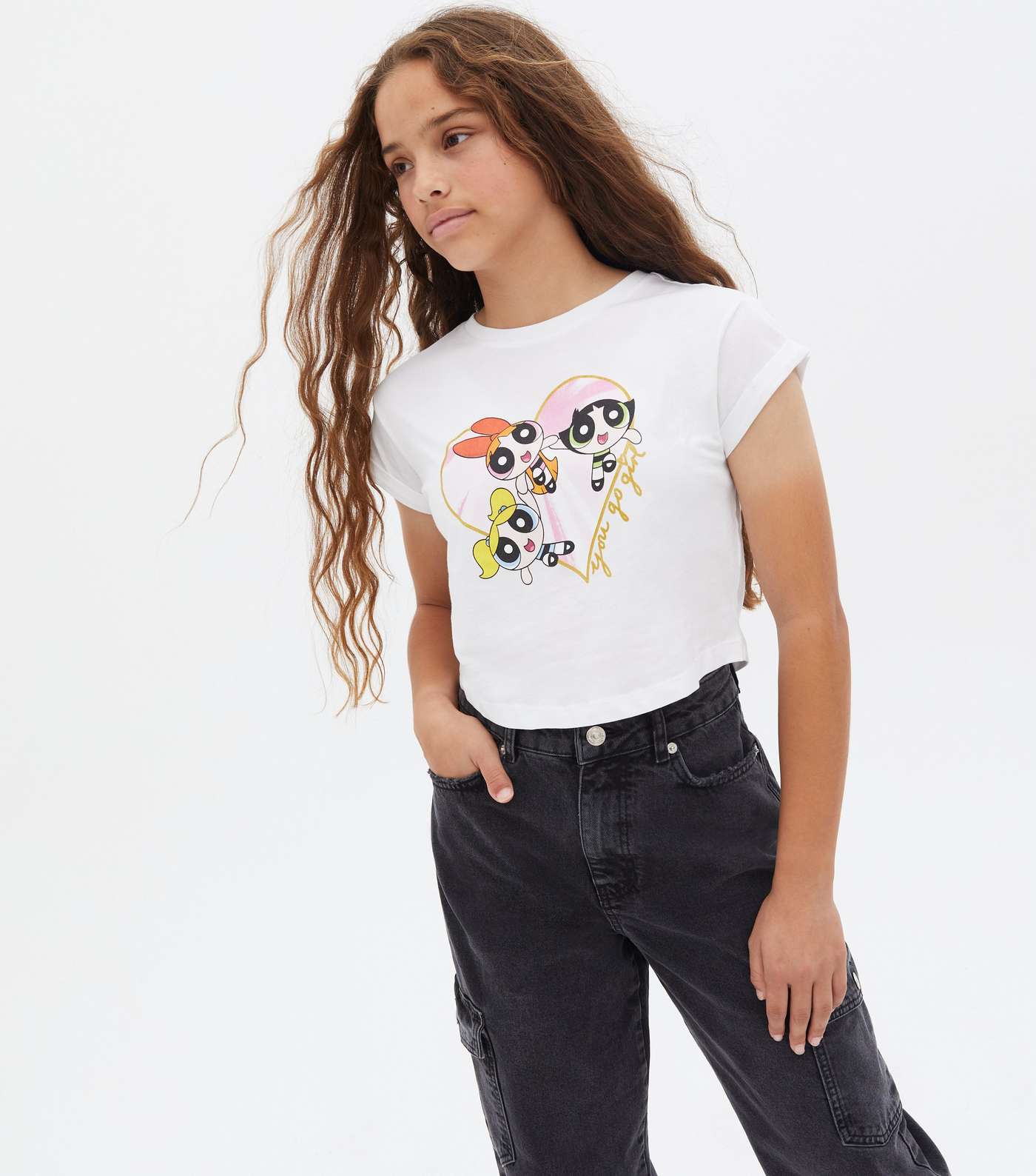 Girls White Powerpuff Girls Logo T-Shirt