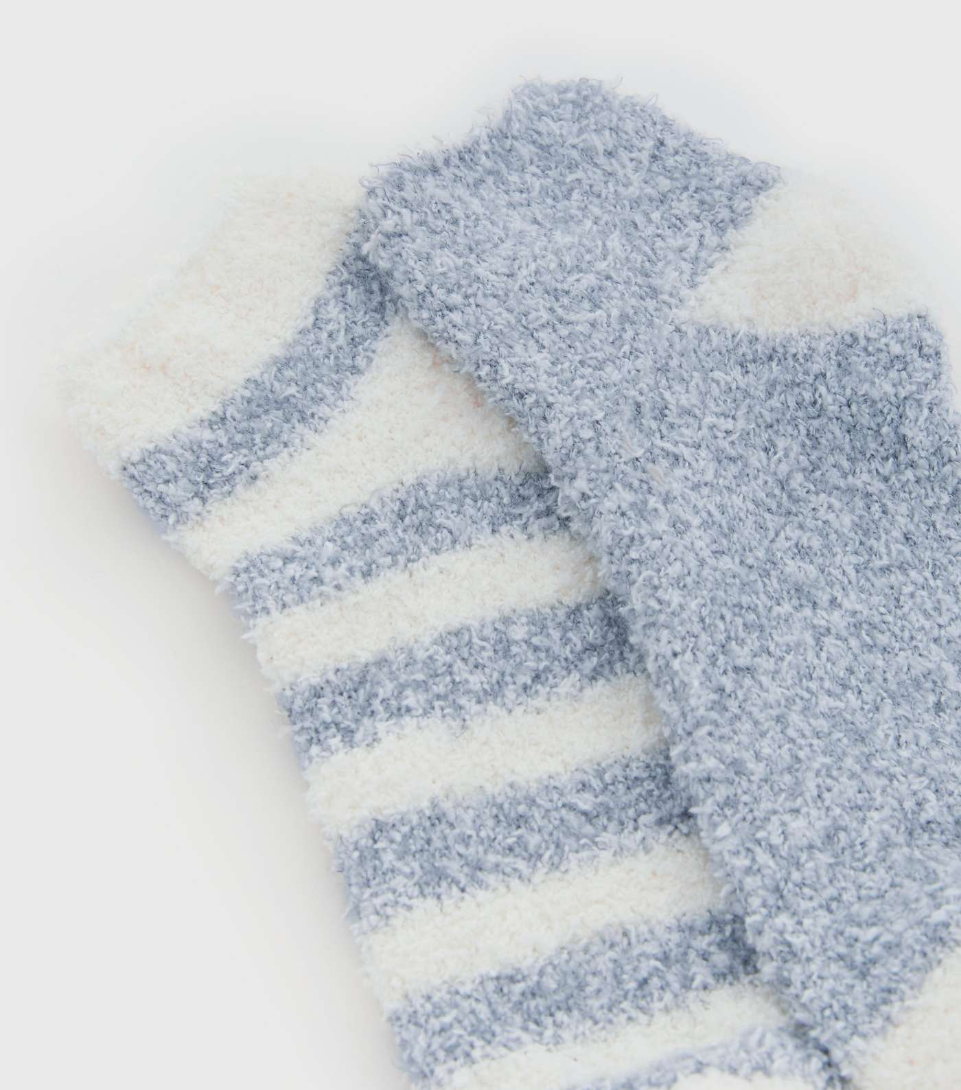 2 Pack Grey and Stripe Fluffy Trainer Socks Image 2