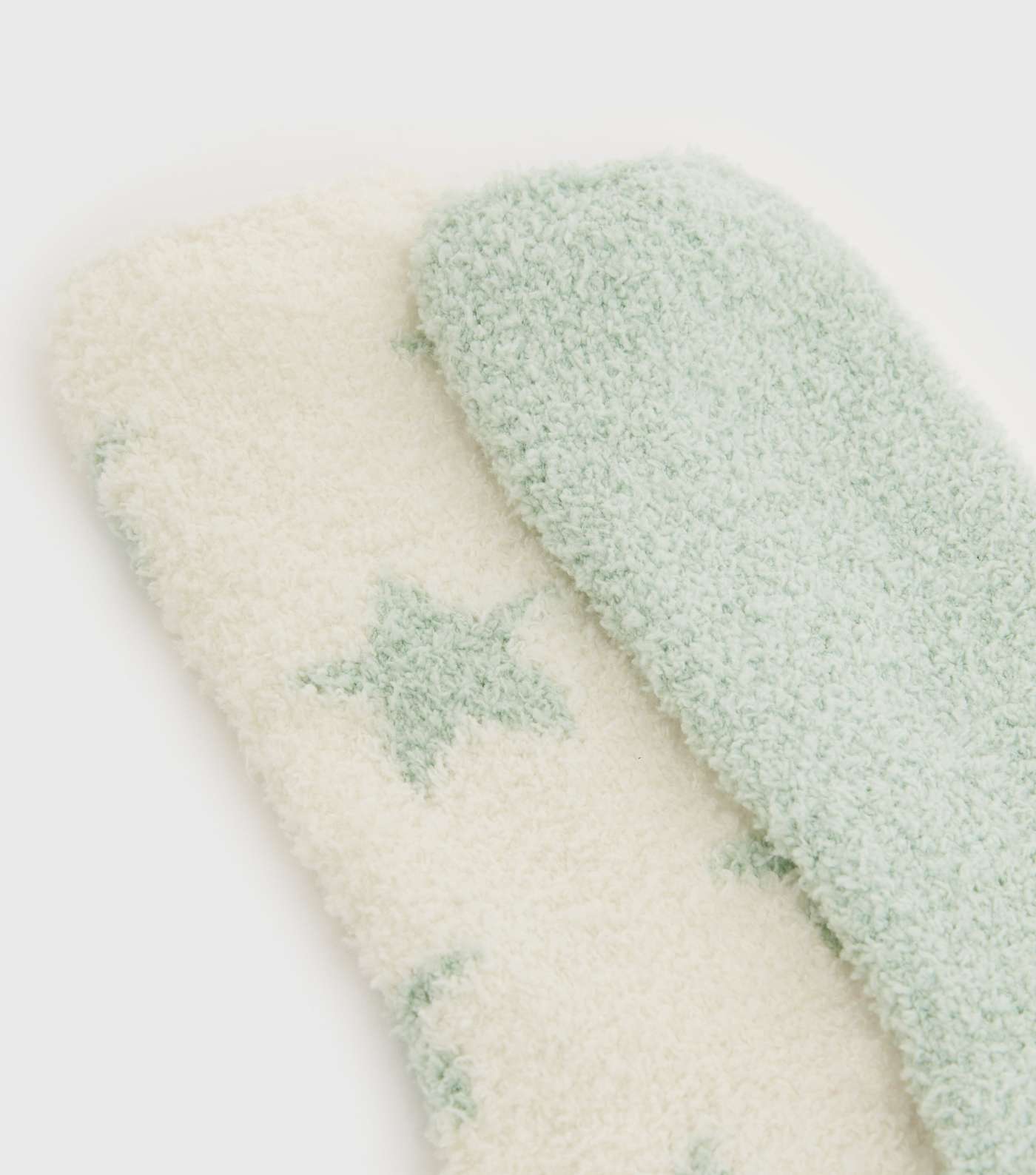 2 Pack Mint Green and Star Fluffy Socks Image 2