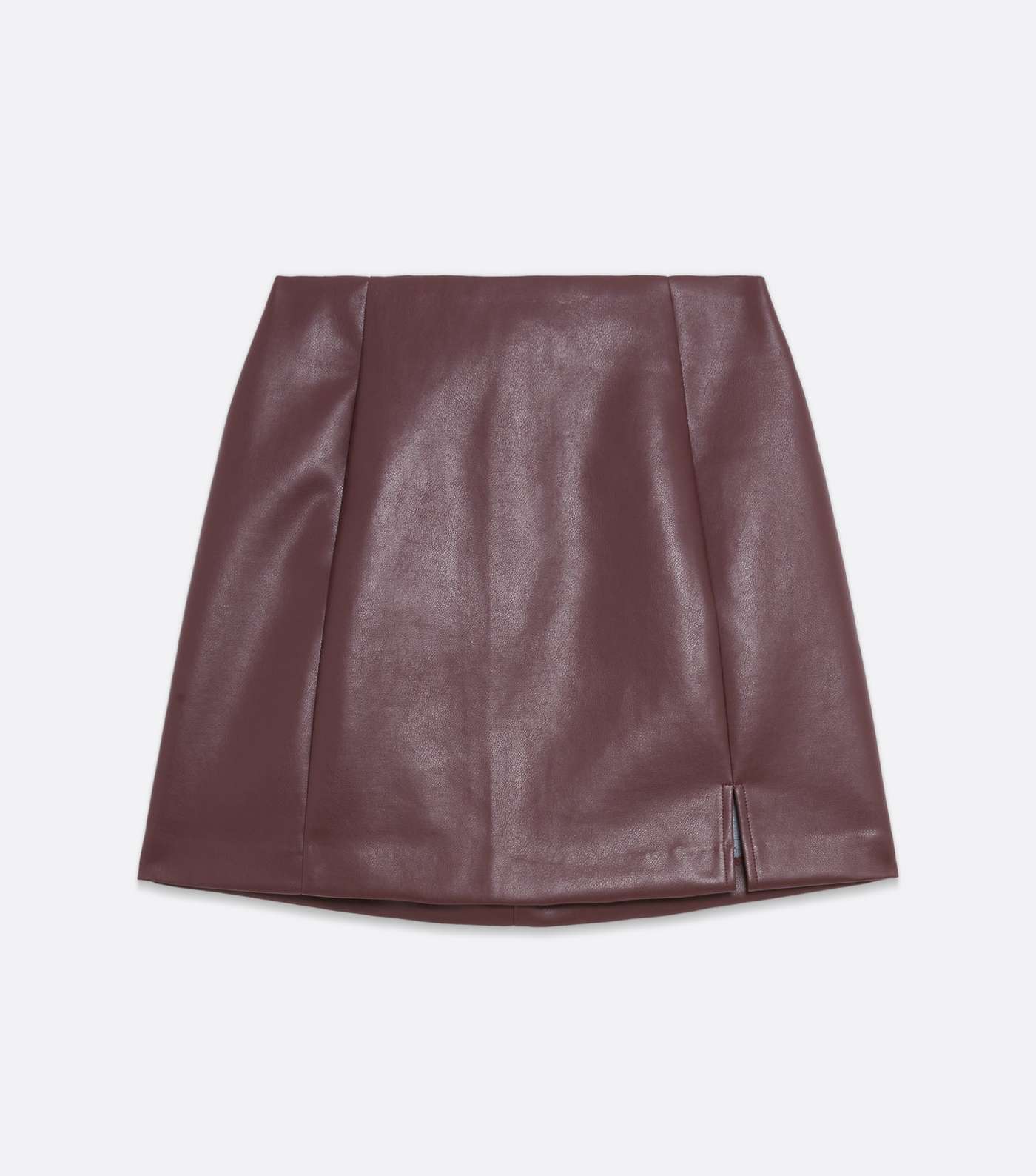 Petite Burgundy Leather-Look Mini Skirt Image 5