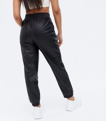 Petite Black Leather-Look High Waist 