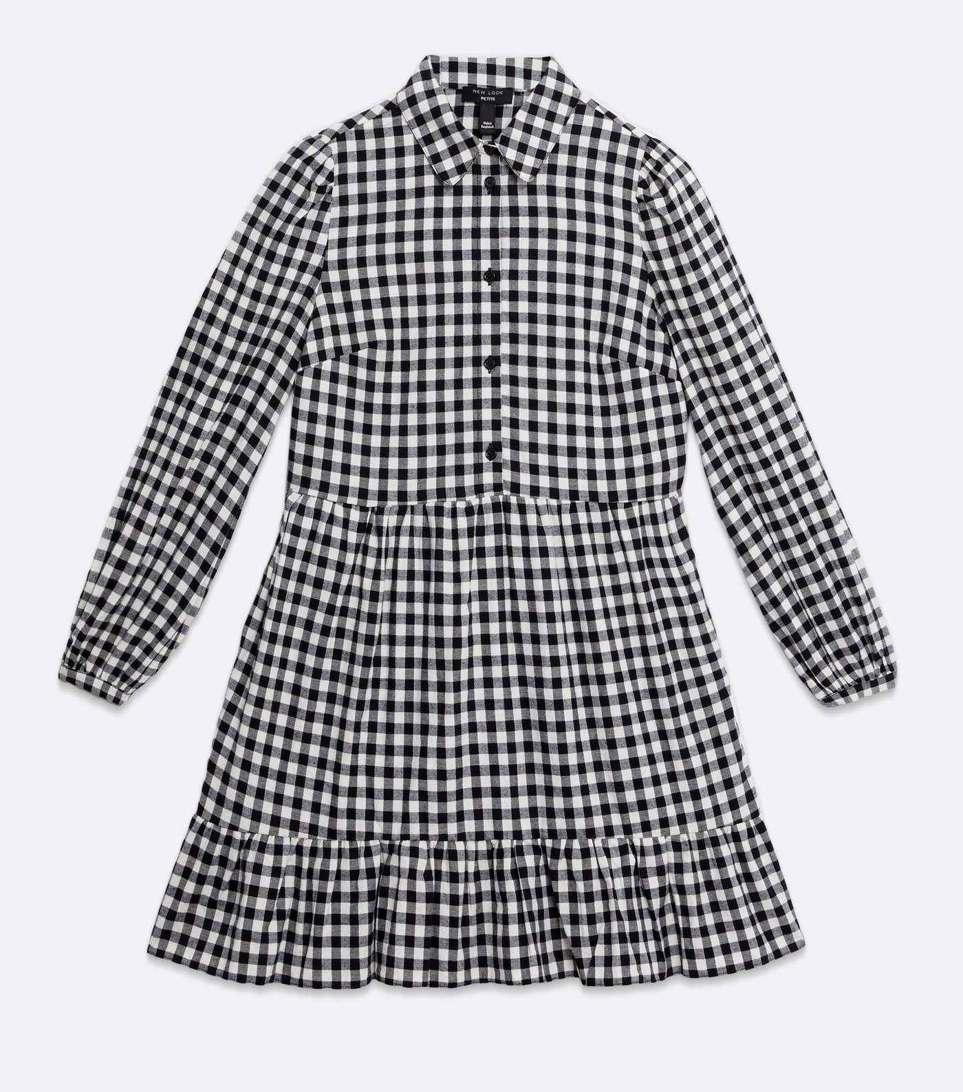 Petite Black Gingham Mini Smock Shirt Dress Image 5