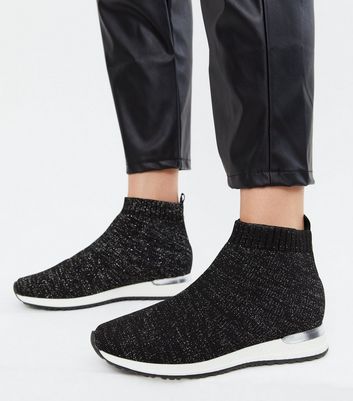 black sparkly sock trainers