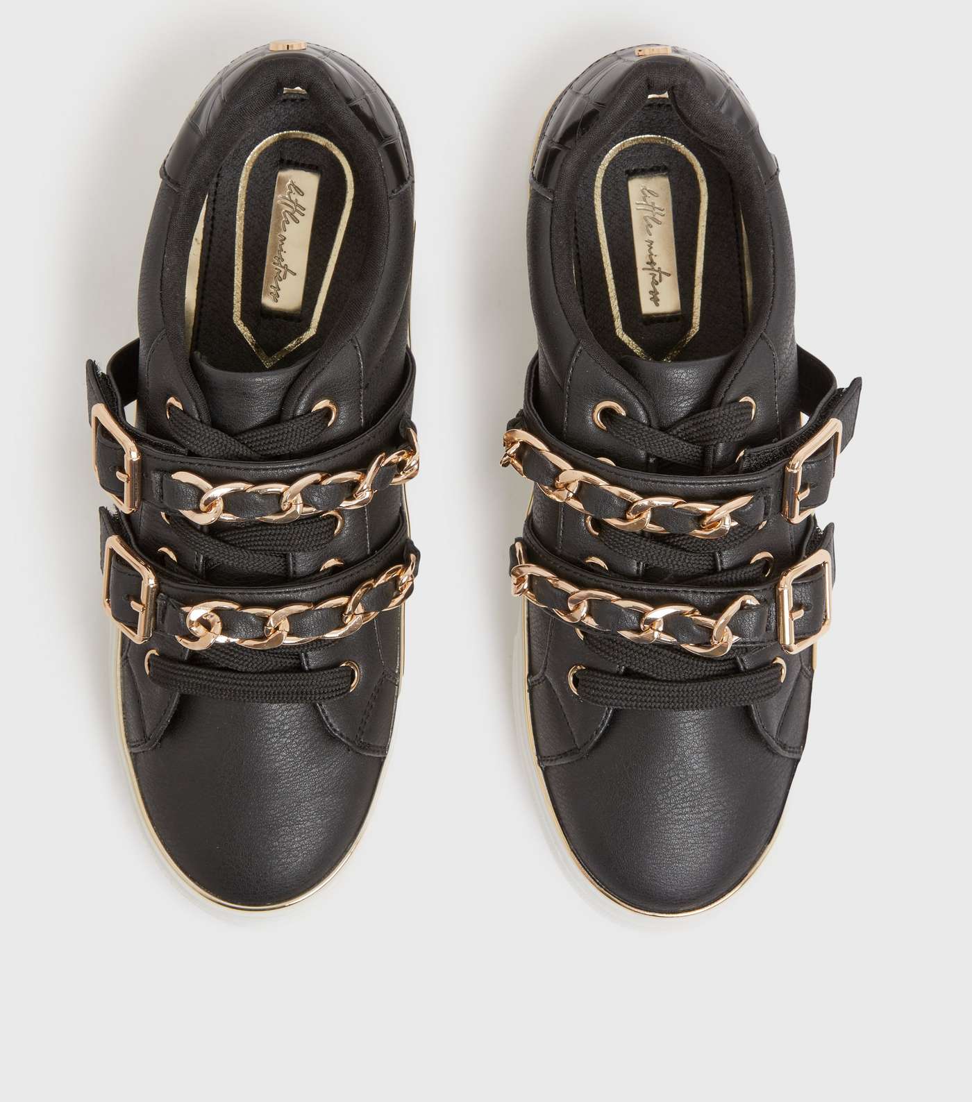 Little Mistress Black Chain Buckle Chunky Trainers Image 3