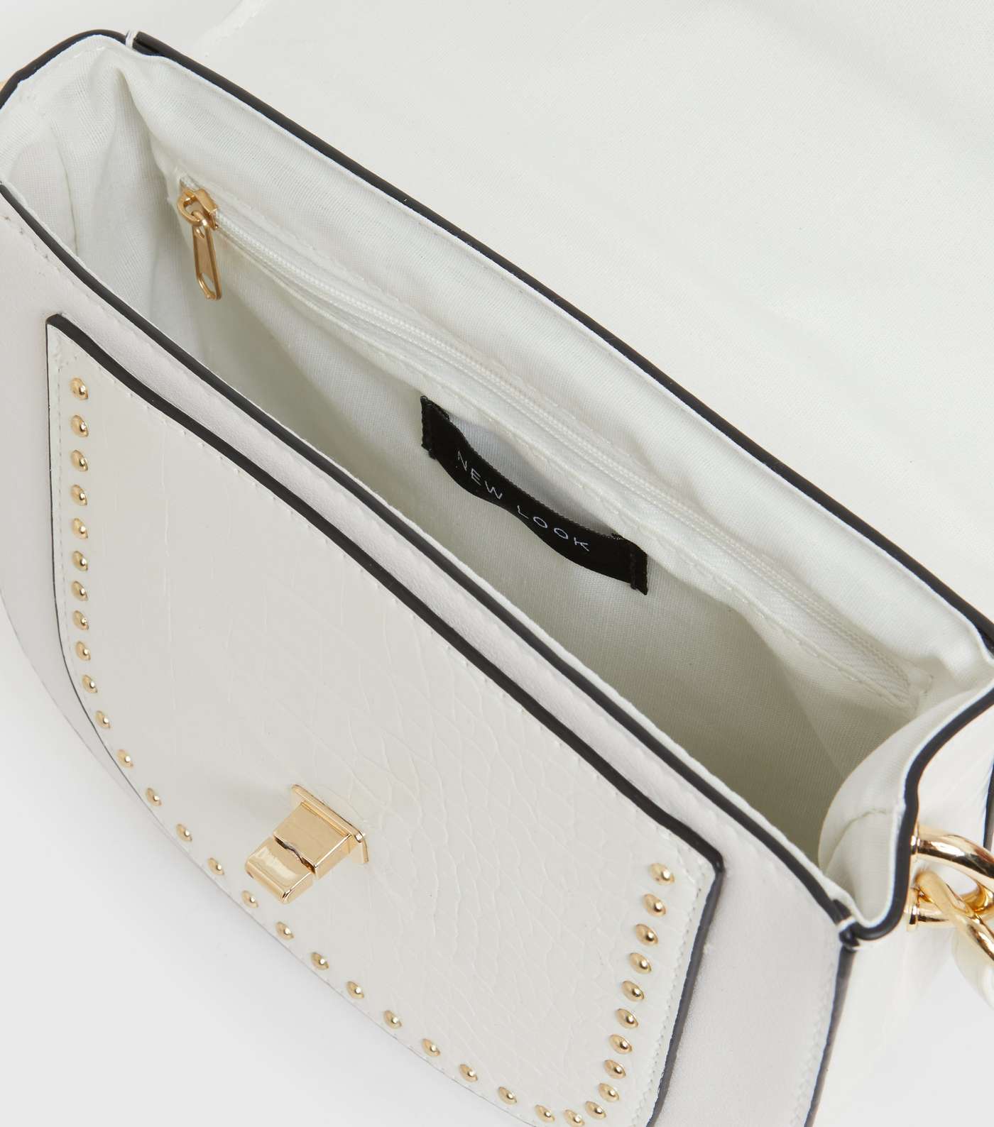 White Studded Saddle Cross Body Bag Image 4