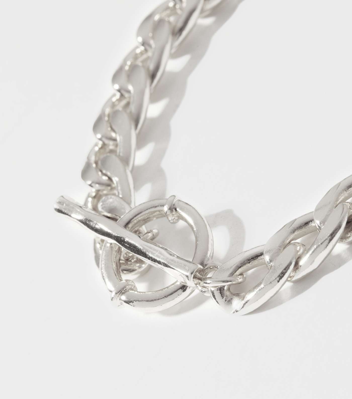 Silver Chunky Chain T Bar Bracelet Image 2