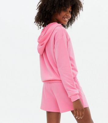 Girls Pink Butterfly Hoodie and Shorts 