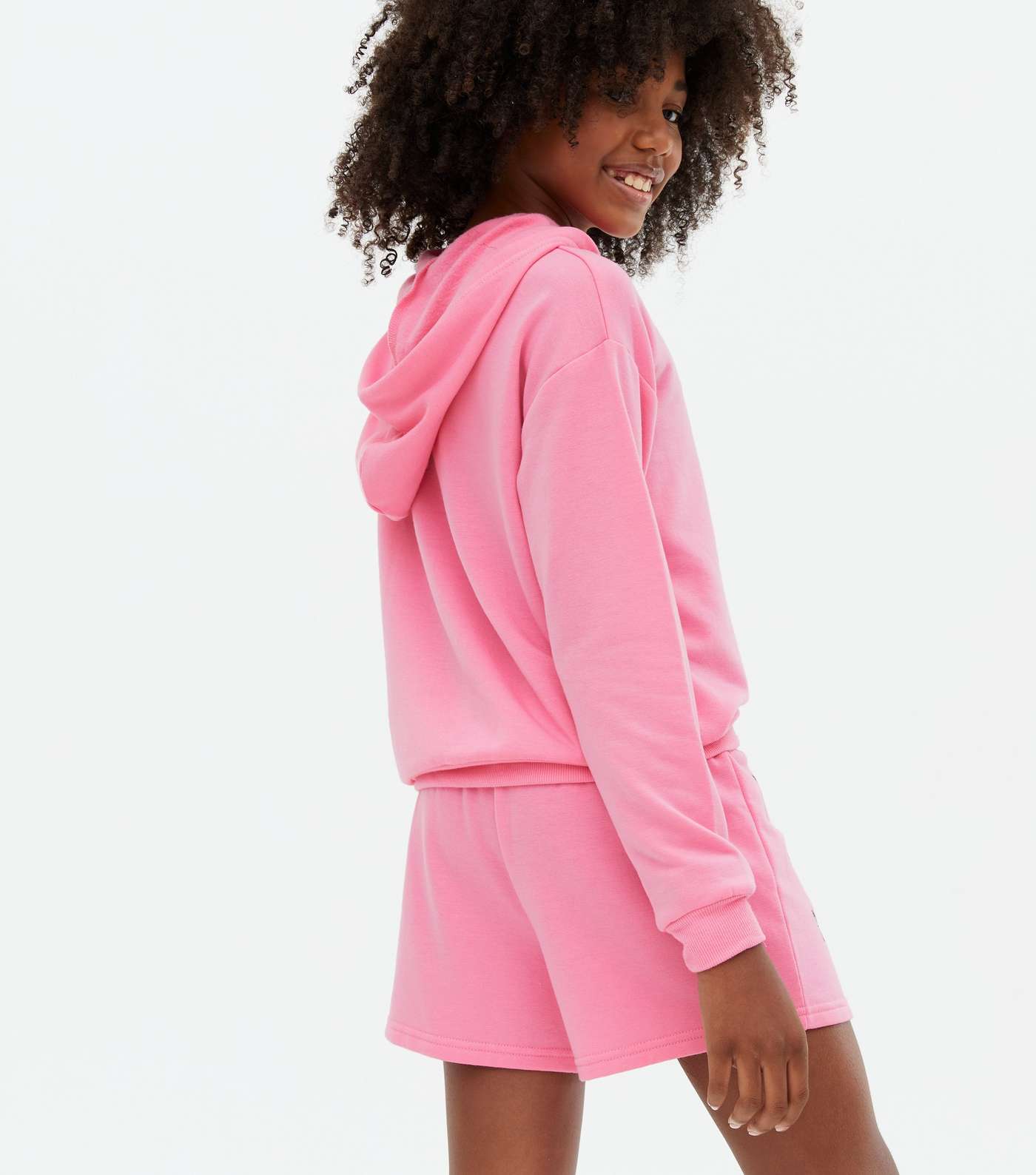 Girls Pink Butterfly Hoodie and Shorts Lounge Set Image 4