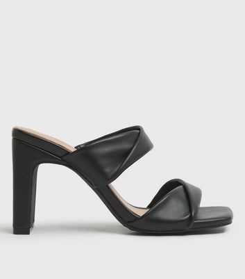 block heel mules black