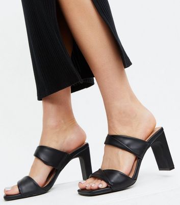 block heel mules black