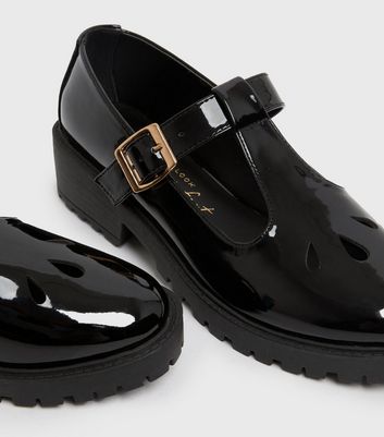 Girls Black Patent Chunky Mary Jane Shoes New Look