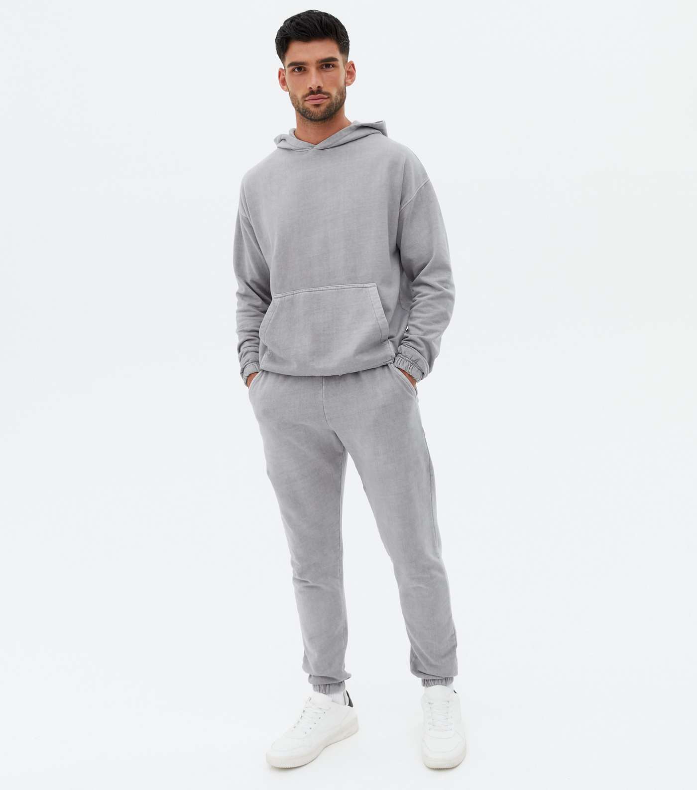 Pale Grey Washed Relaxed Fit Joggers