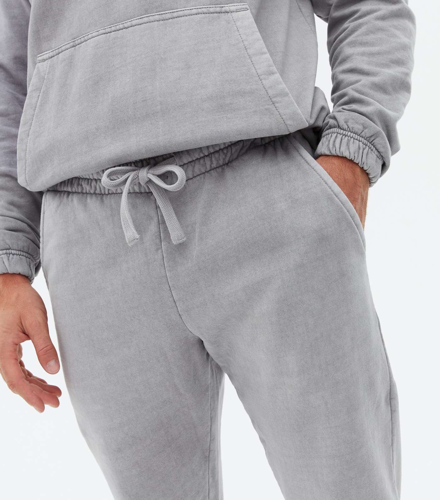 Pale Grey Washed Relaxed Fit Joggers Image 3
