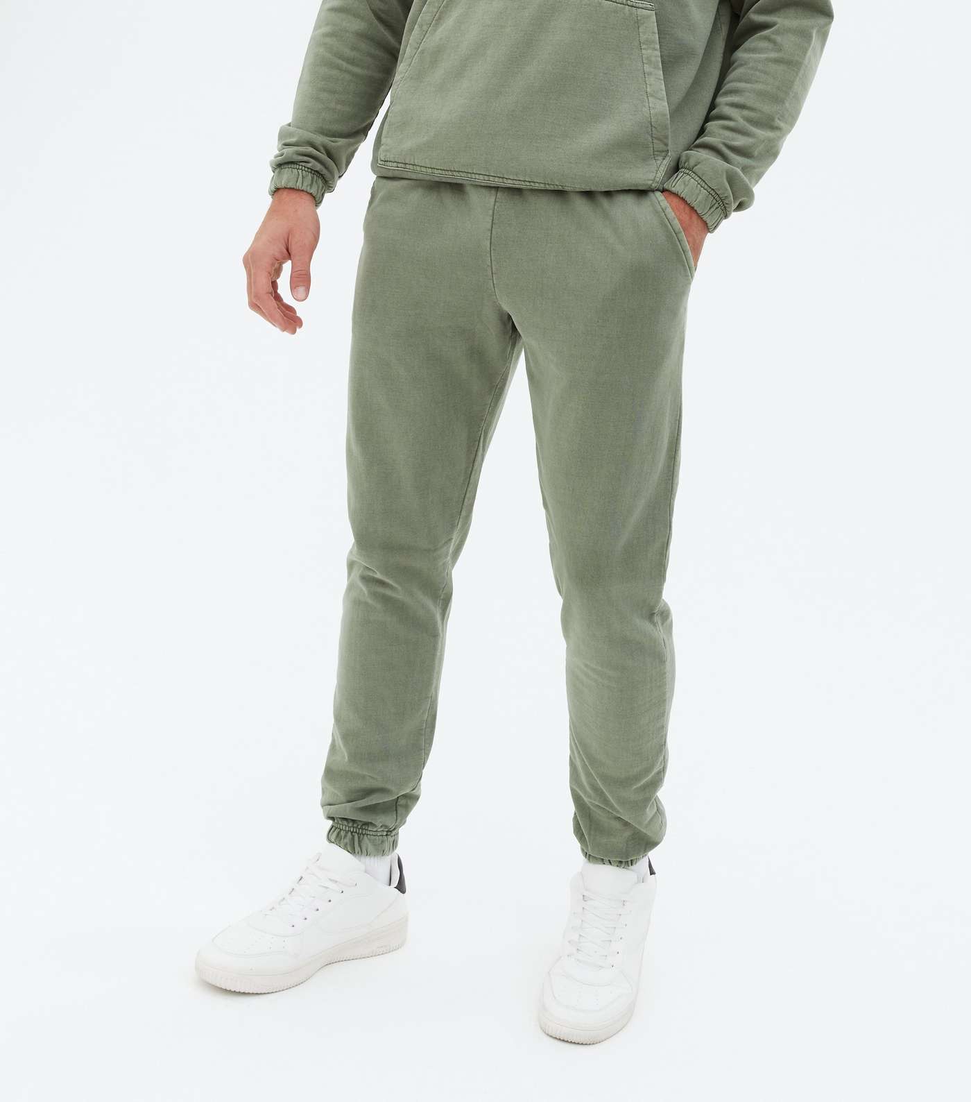 Light Green Washed Relaxed Fit Joggers Image 2