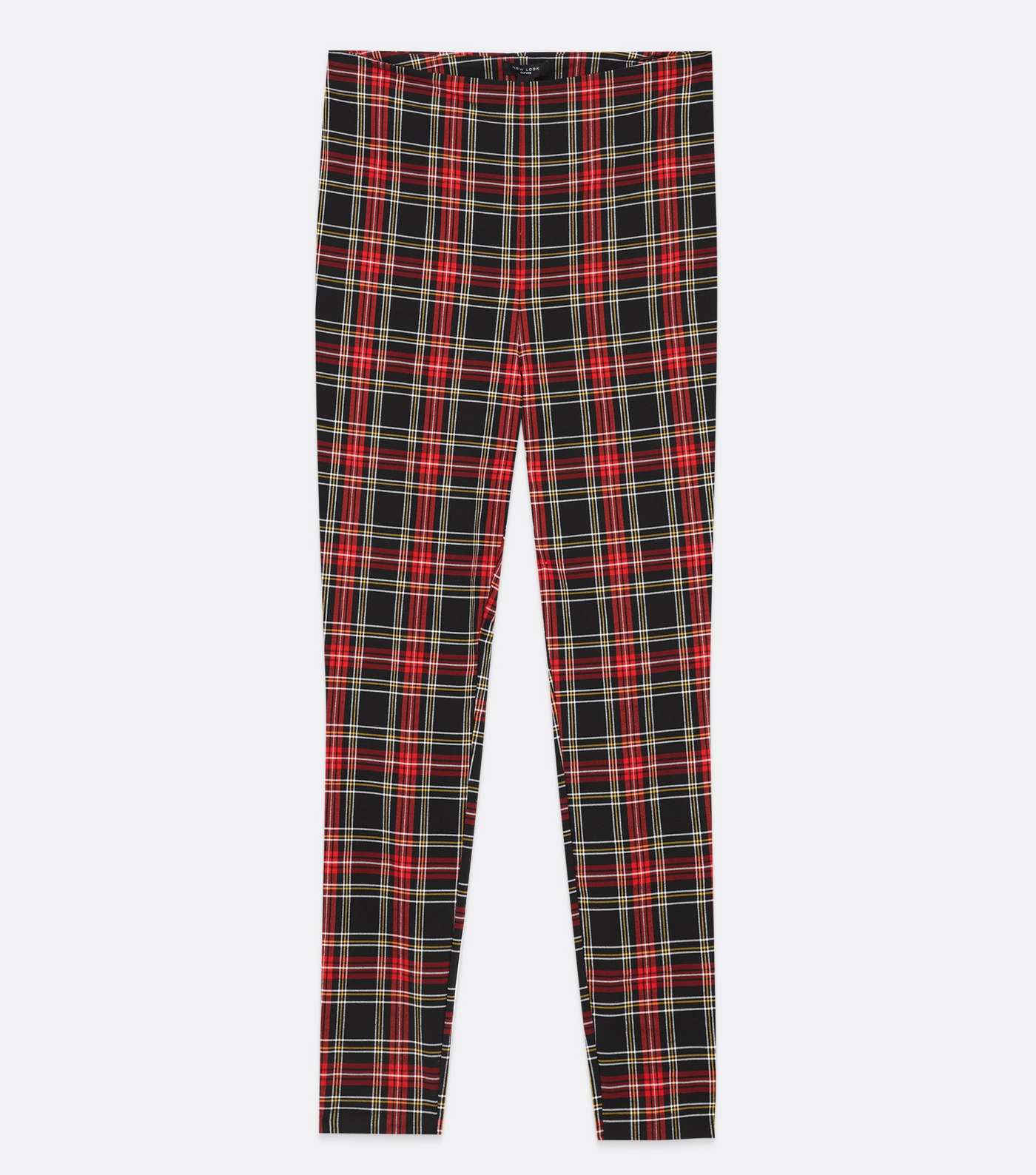 Curves Red Tartan Slim Stretch Trousers Image 5
