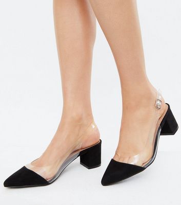 Black clear store court heels