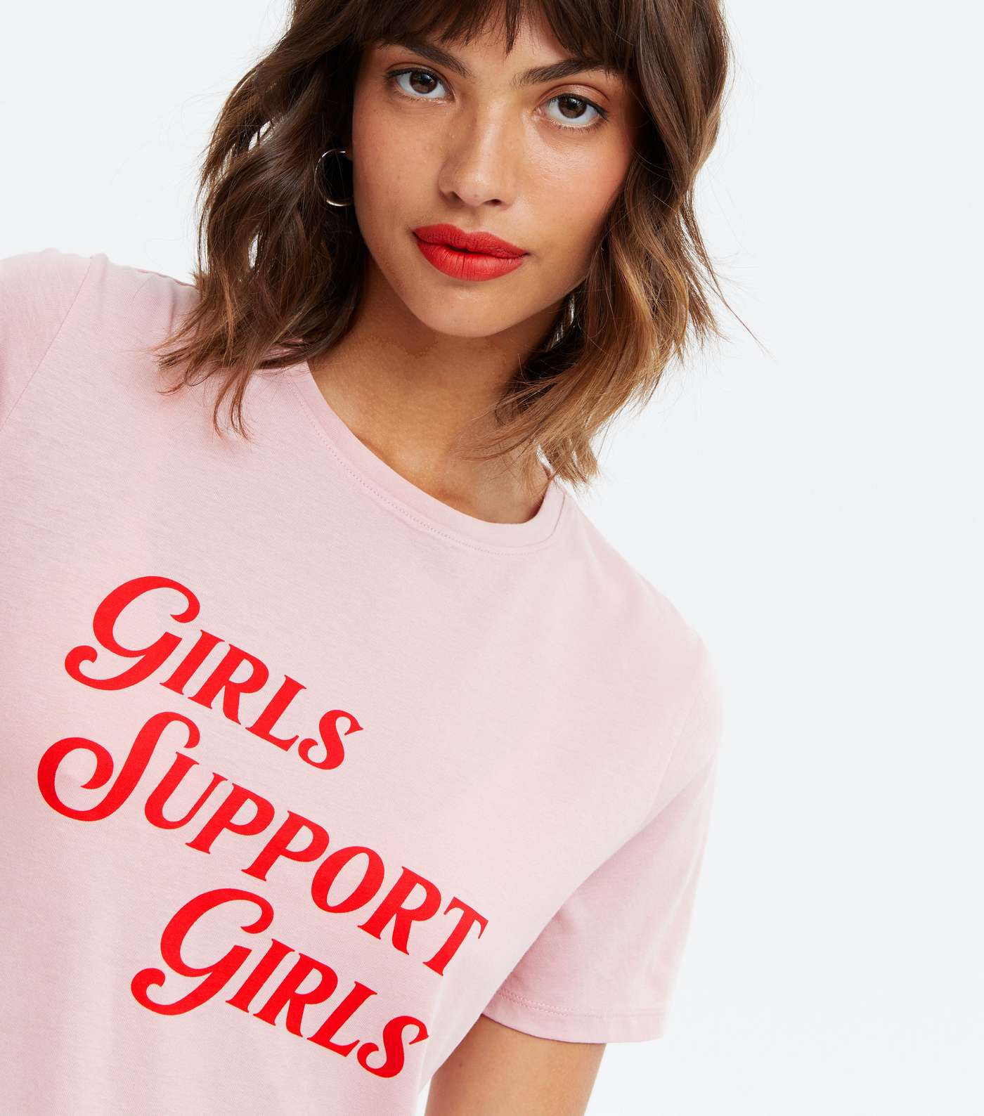 Pink Girls Support Girls Logo T-Shirt Image 3