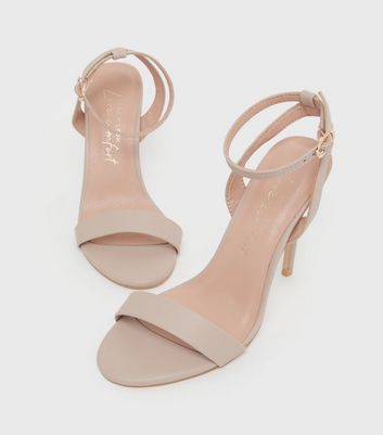 Pale Pink Leather-Look Stiletto Heel Sandals | New Look