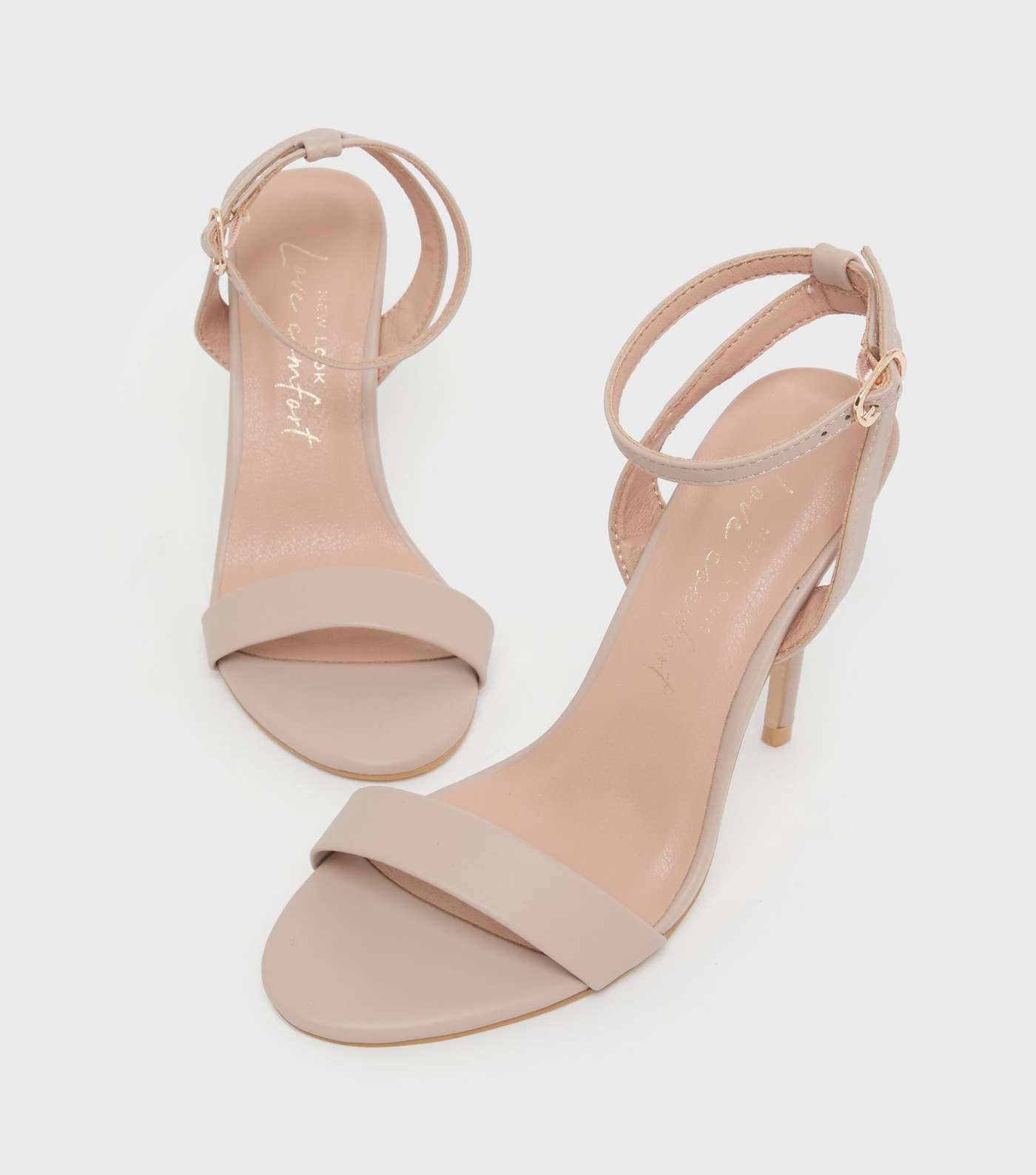 Pale Pink Leather-Look Stiletto Heel Sandals Image 3
