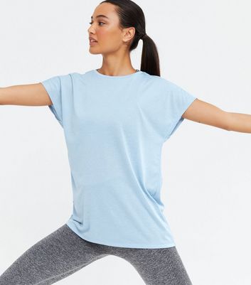 Pale Blue Crew Neck Sports T-Shirt | New Look