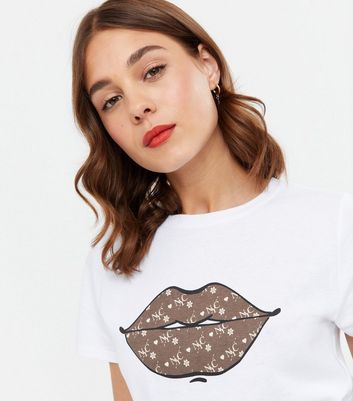 White NYC Lips Logo T Shirt