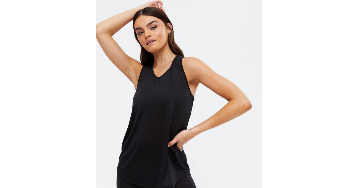 Black Jersey Sports Vest New Look