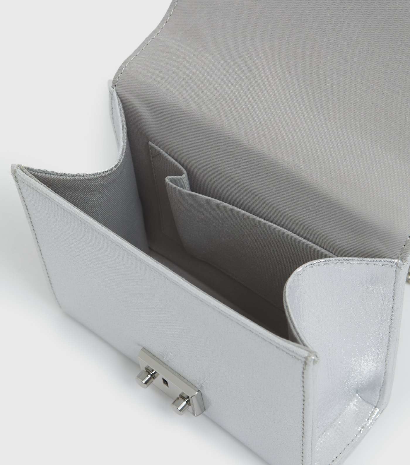 Silver Shimmer Mini Chain Shoulder Bag Image 4