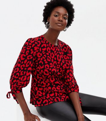 red leopard print blouse