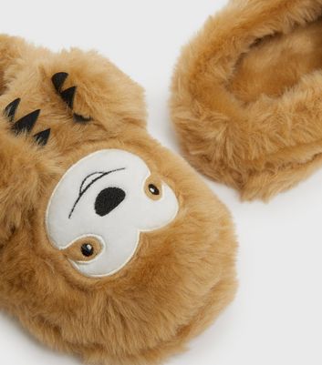 shop for Light Brown Faux Fur Sloth Mule Slippers New Look Vegan at Shopo