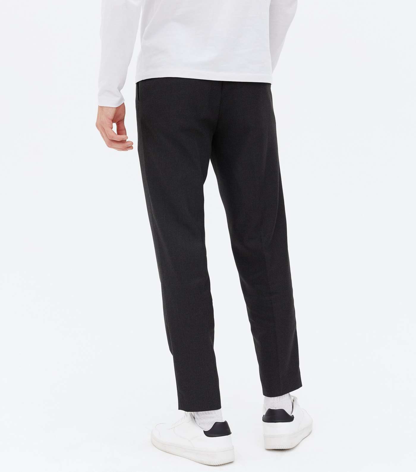 Black Dogtooth Tapered Trousers Image 4