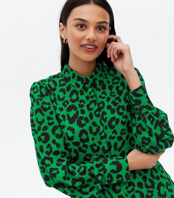 new look green leopard print blouse