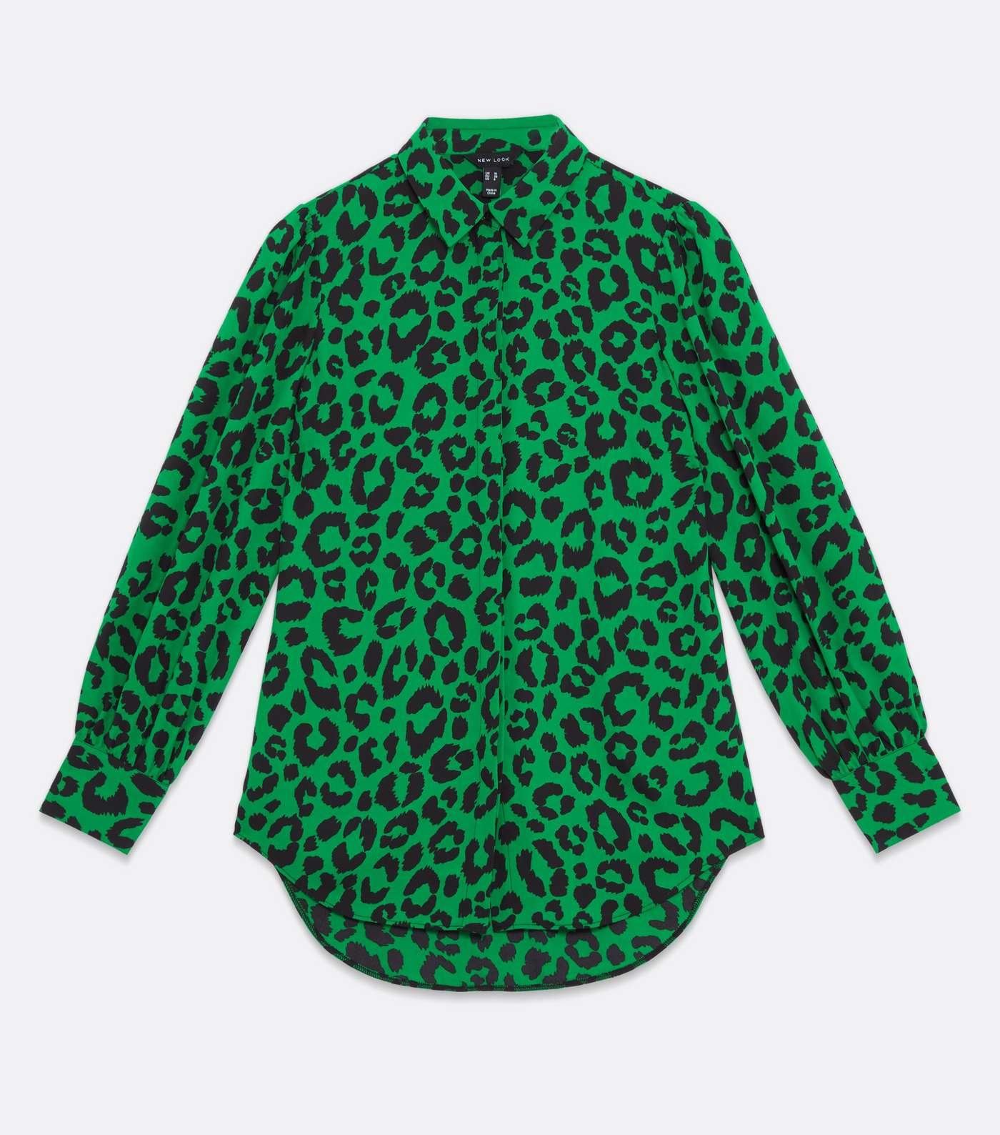 Green Leopard Print Long Shirt Image 5